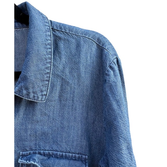 Soft Joie Sorenne Chambray Denim Elastic Drop Waist Button Front Shirt Dress S - Picture 3 of 4